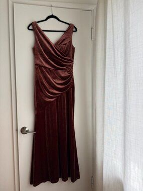 Revelry Dawson Velvet Bridesmaid Gown-Terracotta